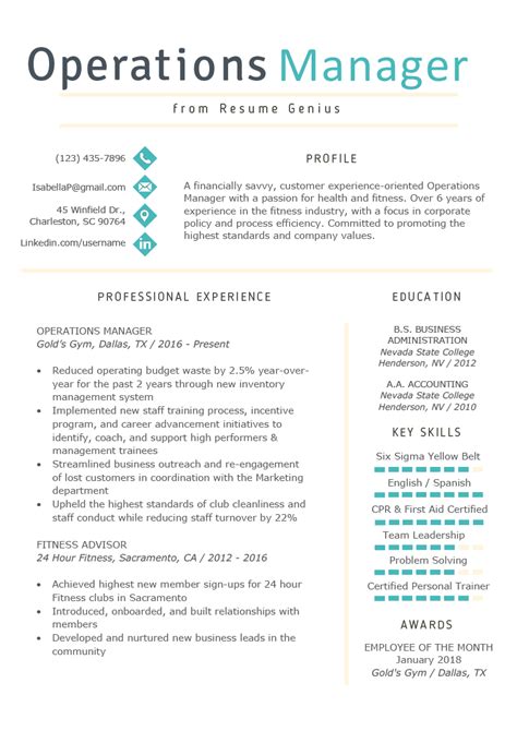 operations manager resume sample|Operations Manager Resume Examples & Templates .